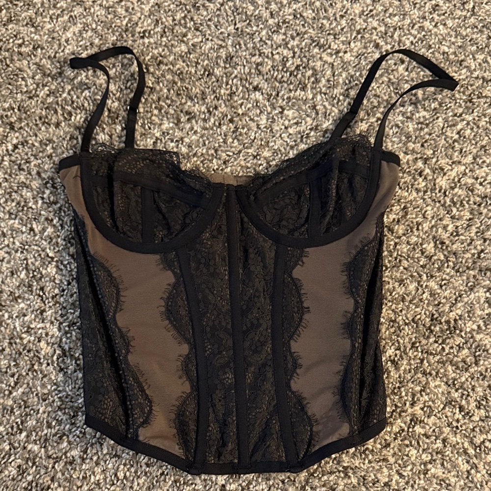 Urban Outfitters Black Lace Crop Top
